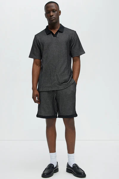 Devin Crochet Contrast Trim Shorts - Black/combo