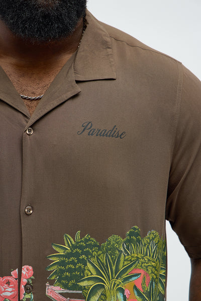 Paradise Set Short Sleeve Button Up Shirt - Brown