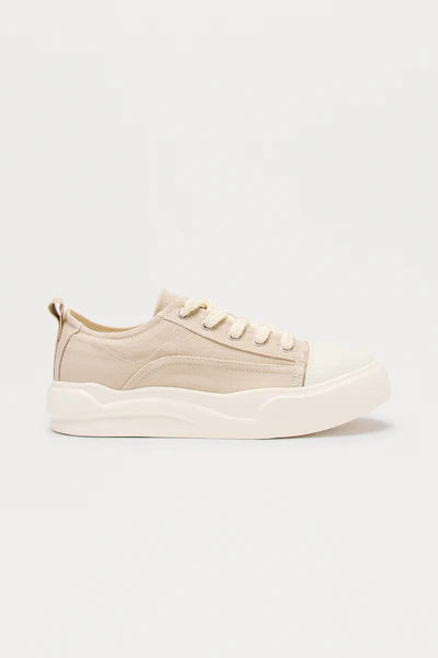 City Stride Canvas Chunky Low Sneaker - Sand/combo