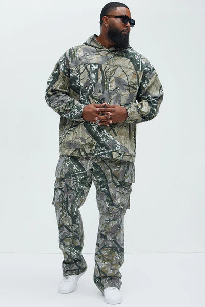 On Repeat Skinny Flare Cargo Pants - Green/combo