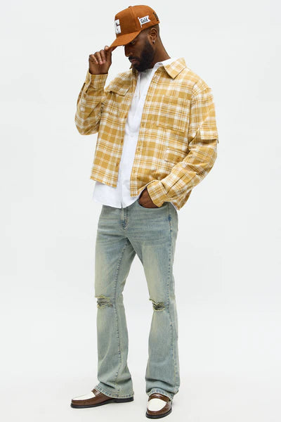 Stacked Skinny Flare Not Too Much Distressed Jean - Medium Wash