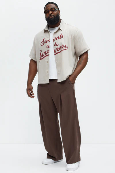 Ronan High Waisted Pleated Trousers - Brown