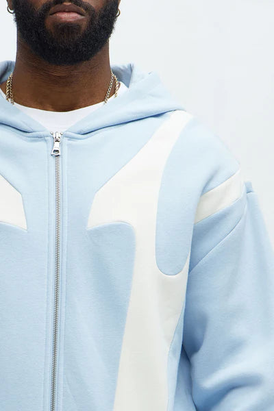 Tyson Oasis Paneled Zip Up Hoodie - Blue/combo