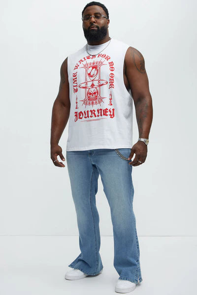 Upstanding Slit Stacked Slim Flare Jeans - Light Blue Wash