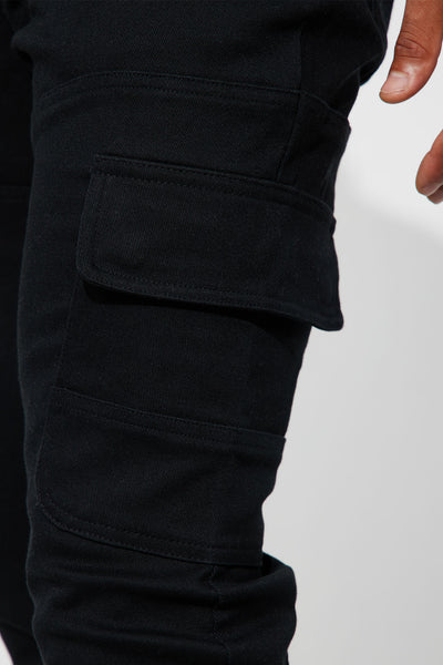 Nasty Habits Cargo Stacked Skinny Flare Pants - Black
