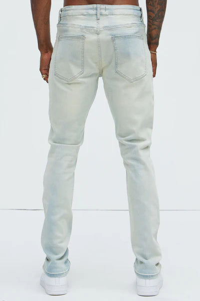 Get With Me Ripped Stacked Skinny Jeans - Light Wash