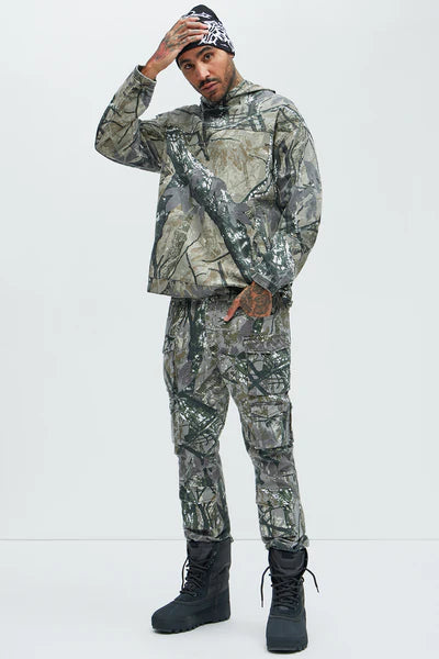 On Repeat Skinny Flare Cargo Pants - Green/combo