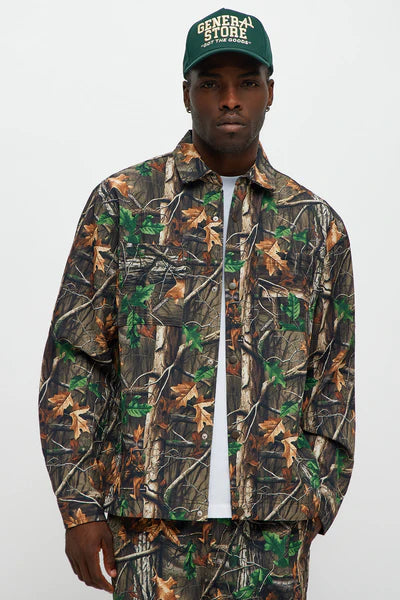 Rustic Long Sleeve Button Up Shirt - Brown Combo