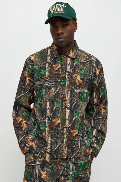 Rustic Long Sleeve Button Up Shirt - Brown Combo