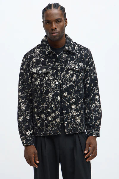 Wild Rose Tapestry Trucker Jacket - Black/combo