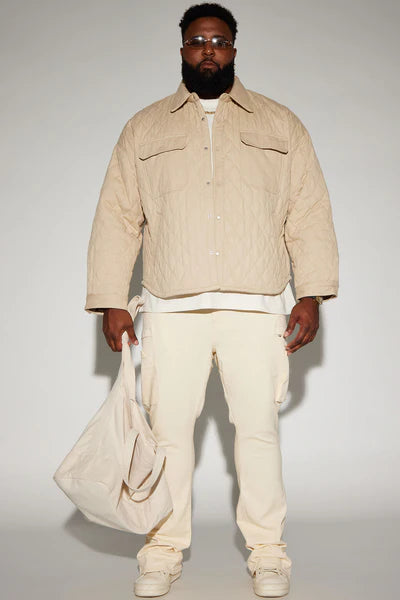 On A Good One Stacked Skinny Flare Jeans - Cream