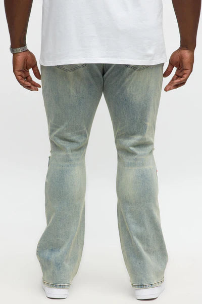 Stacked Skinny Flare Not Too Much Distressed Jean - Medium Wash