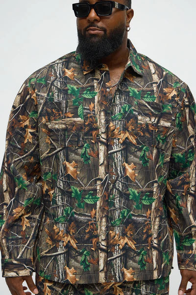 Rustic Long Sleeve Button Up Shirt - Brown Combo