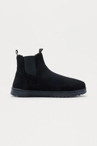 Faux Suede Chelsea Boot - Black
