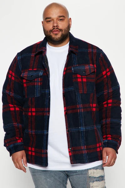 New Look Flannel Shacket - Navy/Red