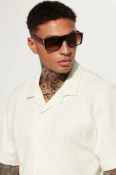 Zahara Button Up Top - Black/White